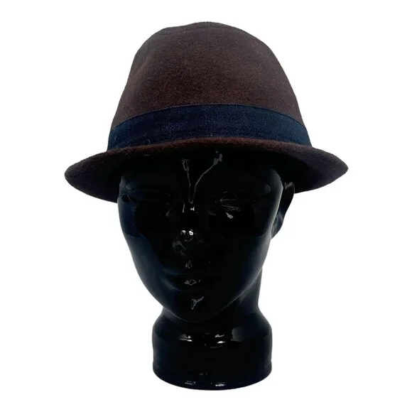 Mega Cap Short Brim Fedora Hat 60% wool 40% Rayon Size M Brown - Picture 1 of 9